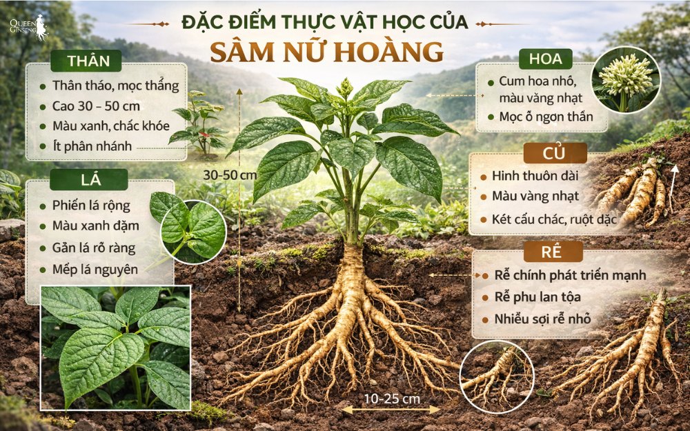 Đặc điểm thực vật học của Sâm Nữ Hoàng